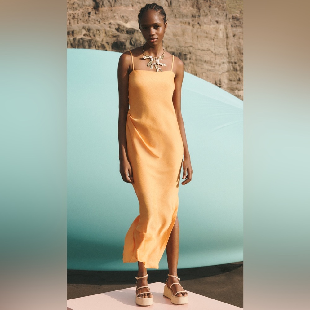 Iro Luza orange silk midi dress size 32